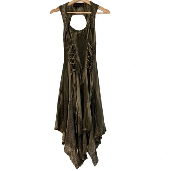 Lip Service Warbird Apocalyptic lace up mesh Gothic Dress - Picture 9 of 12